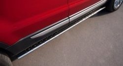 21 749 р. Защита порогов с круглыми вставками для ног из овальной трубы диаметром 75x42 мм (Prestige u Pure) Russtal  Land Rover Range Rover Evoque  1 L538 (2011-2015). Увеличить фотографию 1