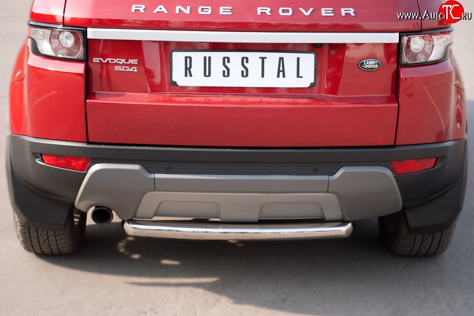 17 549 р. Одинарная защита заднего бампера из трубы диаметром 63 мм (Prestige u Pure) Russtal Land Rover Range Rover Evoque 1 L538 дорестайлинг 3 дв. (2011-2015)