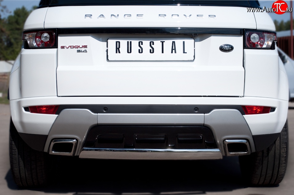 18 549 р. Защита заднего бампера (Ø75x42 мм, нержавейка, Dynamic) Russtal  Land Rover Range Rover Evoque  1 L538 (2011-2015)