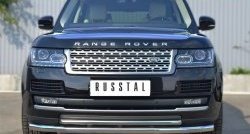 20 449 р. Защита переднего бампера (2 трубыØ63 и 42 мм, нержавейка) Russtal  Land Rover Range Rover  4 L405 (2012-2017). Увеличить фотографию 1