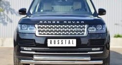 23 649 р. Защита переднего бампера (2 трубыØ76 и 63 мм, нержавейка) Russtal  Land Rover Range Rover  4 L405 (2012-2017). Увеличить фотографию 4