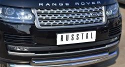 Защита переднего бампера (2 трубыØ76 и 63 мм, нержавейка) Russtal Land Rover Range Rover 4 L405 дорестайлинг (2012-2017)