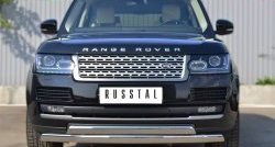 27 649 р. Защита переднего бампера (2 трубыØ75х42 мм, нержавейка) Russtal  Land Rover Range Rover  4 L405 (2012-2017). Увеличить фотографию 1