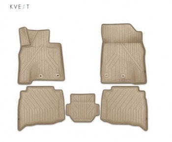 1 379 р. Комплект ковриков салона Kvest  Lexus GX  460 (2013-2024) (Бежевые, бежевая окантовка). Увеличить фотографию 1