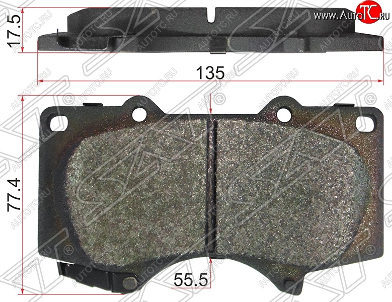 1 399 р. Колодки тормозные SAT (передние,135x77.4x17.5 mm) Lexus GX 460 2 J150 дорестайлинг (2009-2013)