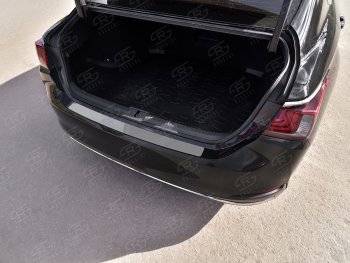 1 399 р. Защитная накладка заднего бампера Russtal Lexus ES350 XV70 дорестайлинг (2018-2021) (Нержавейка полированная). Увеличить фотографию 1