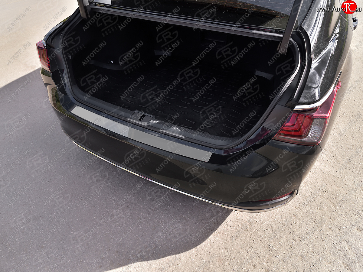 1 399 р. Защитная накладка заднего бампера Russtal  Lexus ES350  XV70 (2018-2022) (Нержавейка полированная)