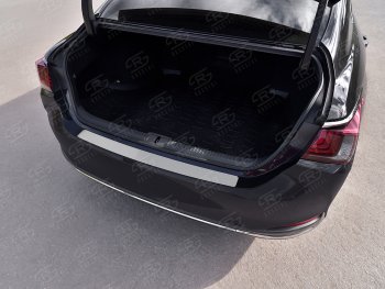 1 179 р. Защитная накладка заднего бампера Russtal  Lexus ES350  XV70 (2018-2022) (Нержавейка шлифованная). Увеличить фотографию 1