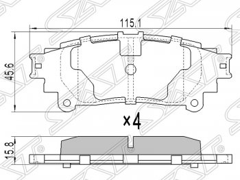 Колодки тормозные SAT (задние) Toyota Highlander XU50 дорестайлинг (2013-2017)
