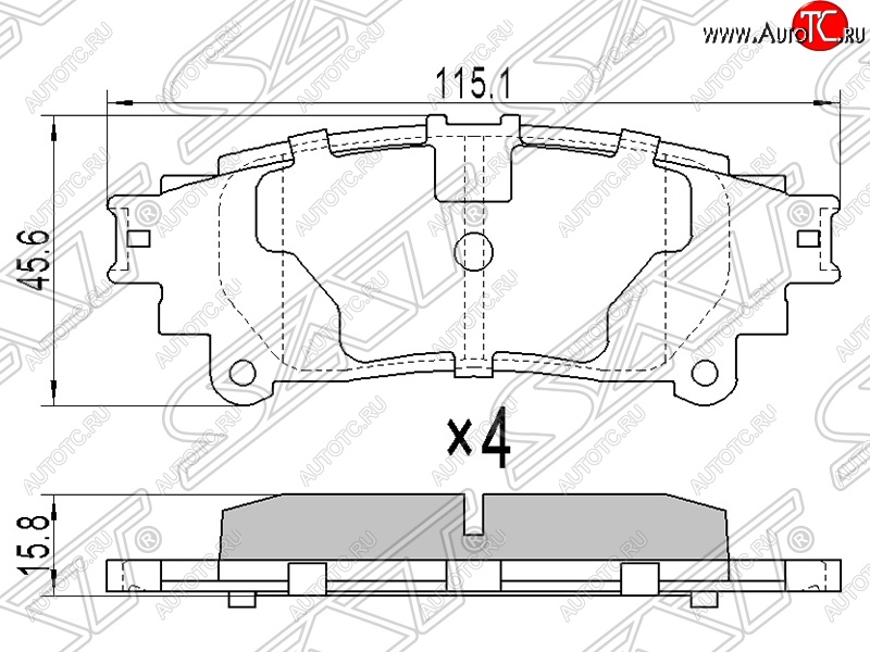 649 р. Колодки тормозные SAT (задние) Lexus RX 350 AL20 дорестайлинг (2015-2019)