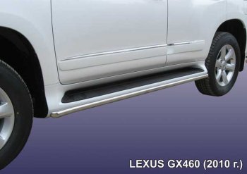 9 749 р. Защита порогов из труб d42 Slitkoff  Lexus GX  460 (2009-2013) (Цвет: серебристый). Увеличить фотографию 1