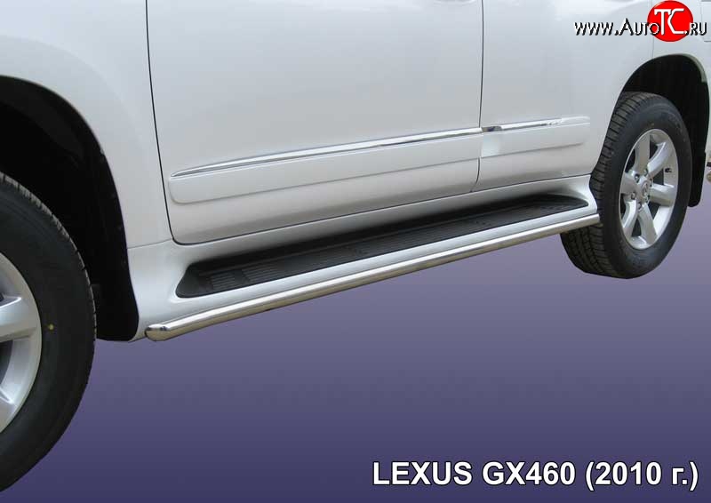 12 499 р. Защита штатных порогов из круглой трубы диаметром 42 мм Slitkoff  Lexus GX  460 (2009-2013) (Нержавейка, Полированная)