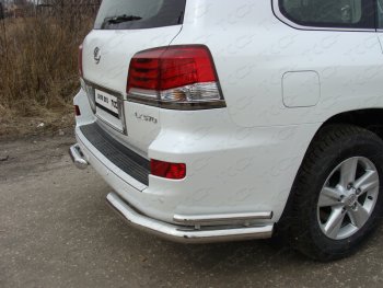 Защита заднего бампера (уголки двойные) (кроме F-Sport) ТСС 76,1/42,4 мм Lexus LX 570 J200 1-ый рестайлинг (2012-2015)