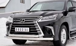 26 849 р. Защита переднего бампера (2 трубыØ76 и 63 мм, нержавейка) SLITKOFF Lexus LX450d J200 2-ой рестайлинг (2015-2022). Увеличить фотографию 4