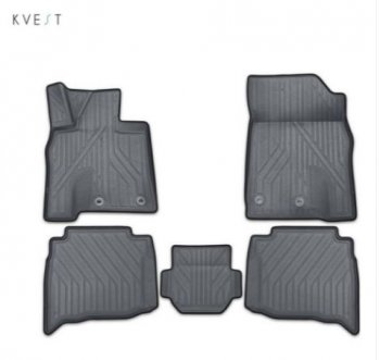 Комплект ковриков салона Kvest Lexus LX 450d J200 (2015-2024)  (Серый, серый кант)
