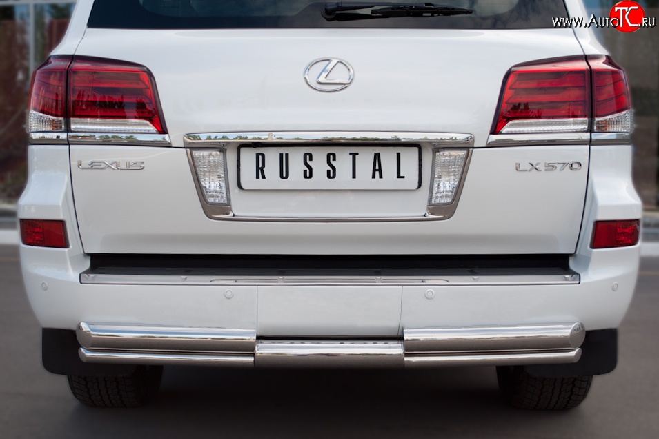 21 899 р. Защита заднего бампера (Ø76 и 42 мм, нержавейка) Russtal  Lexus LX  570 (2007-2012)
