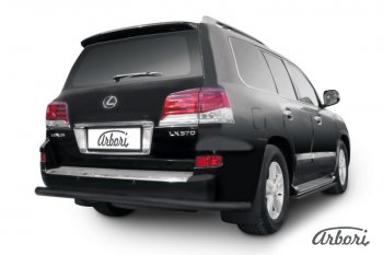 Защита заднего бампера Arbori (черная, 1 труба d76 mm). Lexus LX 570 J200 1-ый рестайлинг (2012-2015)