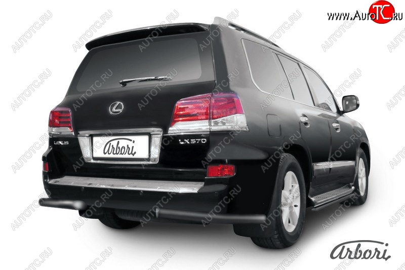 9 719 р. Защита заднего бампера Arbori (уголки, черная, 1 труба d76 mm).  Lexus LX  570 (2012-2015)