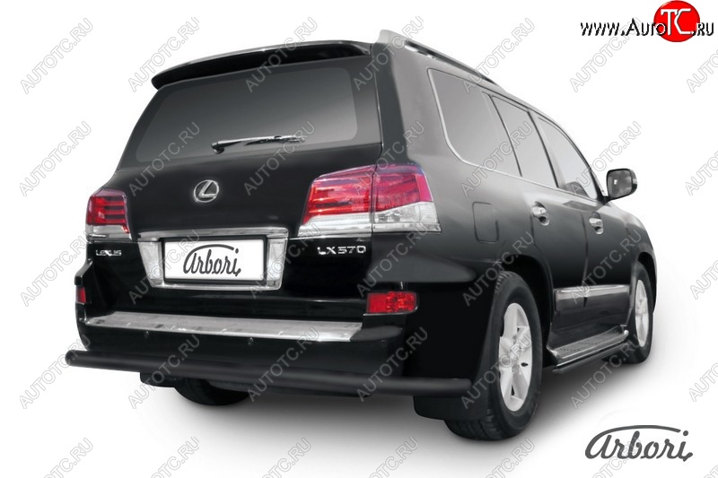 11 789 р. Защита заднего бампера Arbori (черная, 1 труба d76 mm).  Lexus LX  570 (2012-2015)