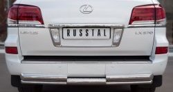 Защита заднего бампера (2 трубы Ø76 и 42 мм, нержавейка) Russtal Lexus LX 570 J200 1-ый рестайлинг (2012-2015)