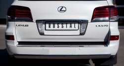 Защита заднего бампера (Ø75x42 мм, нержавейка) Russtal Lexus LX 570 J200 1-ый рестайлинг (2012-2015)