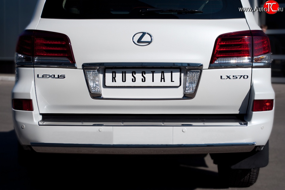 14 999 р. Защита заднего бампера (Ø75x42 мм, нержавейка) Russtal  Lexus LX  570 (2012-2015)