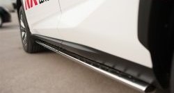 Защита порогов с круглыми вставками для ног из овальной трубы диаметром 75x42 мм F SPORT Russtal Lexus NX 200T (2015-2024)