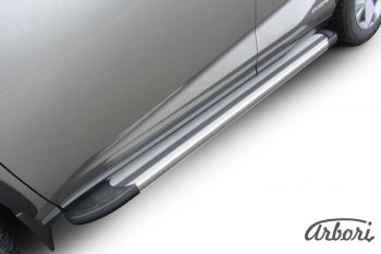 11 789 р. Порожки для ног Arbori Luxe Silver Lexus NX 300h Z10 дорестайлинг (2014-2017). Увеличить фотографию 1