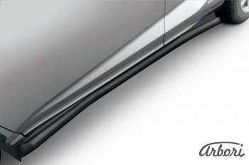Защита штатных порогов Arbori (черная, d57 mm). Lexus NX 300h Z10 дорестайлинг (2014-2017)