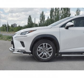 27 999 р. Защита переднего бампера (Ø63 мм с клыками, нержавейка) SLITKOFF Lexus NX300h Z10 дорестайлинг (2014-2017). Увеличить фотографию 2