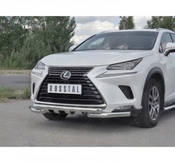 27 999 р. Защита переднего бампера (Ø63 мм с клыками, нержавейка) SLITKOFF Lexus NX300h Z10 дорестайлинг (2014-2017). Увеличить фотографию 3