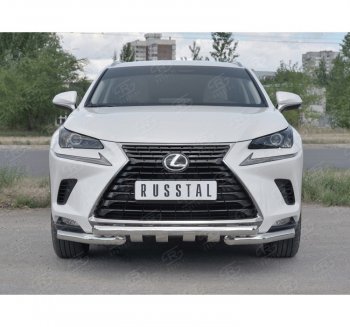 27 999 р. Защита переднего бампера (Ø63 мм с клыками, нержавейка) SLITKOFF Lexus NX300h Z10 дорестайлинг (2014-2017). Увеличить фотографию 4