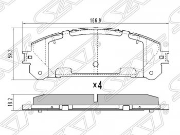 999 р. Колодки тормозные SAT (передние)  Lexus RX ( 350,  450H) (2008-2015). Увеличить фотографию 1