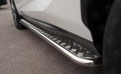 24 599 р. Порожки для ног (Ø42) Russtal  Lexus NX  200 (2014-2017) (лист - алюминий, профиль - нержавейка). Увеличить фотографию 1