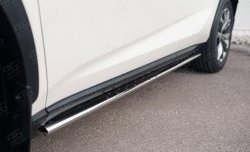 Защита порогов из овальной трубы диаметром 75x42 мм с проступью Russtal Lexus NX 200 Z10 дорестайлинг (2014-2017)