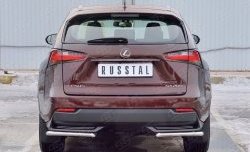 Защита заднего бампера (Ø42 мм уголки, нержавейка) Russtal Lexus (Лексус) NX (НХ)  200 (2014-2017) 200 Z10 дорестайлинг