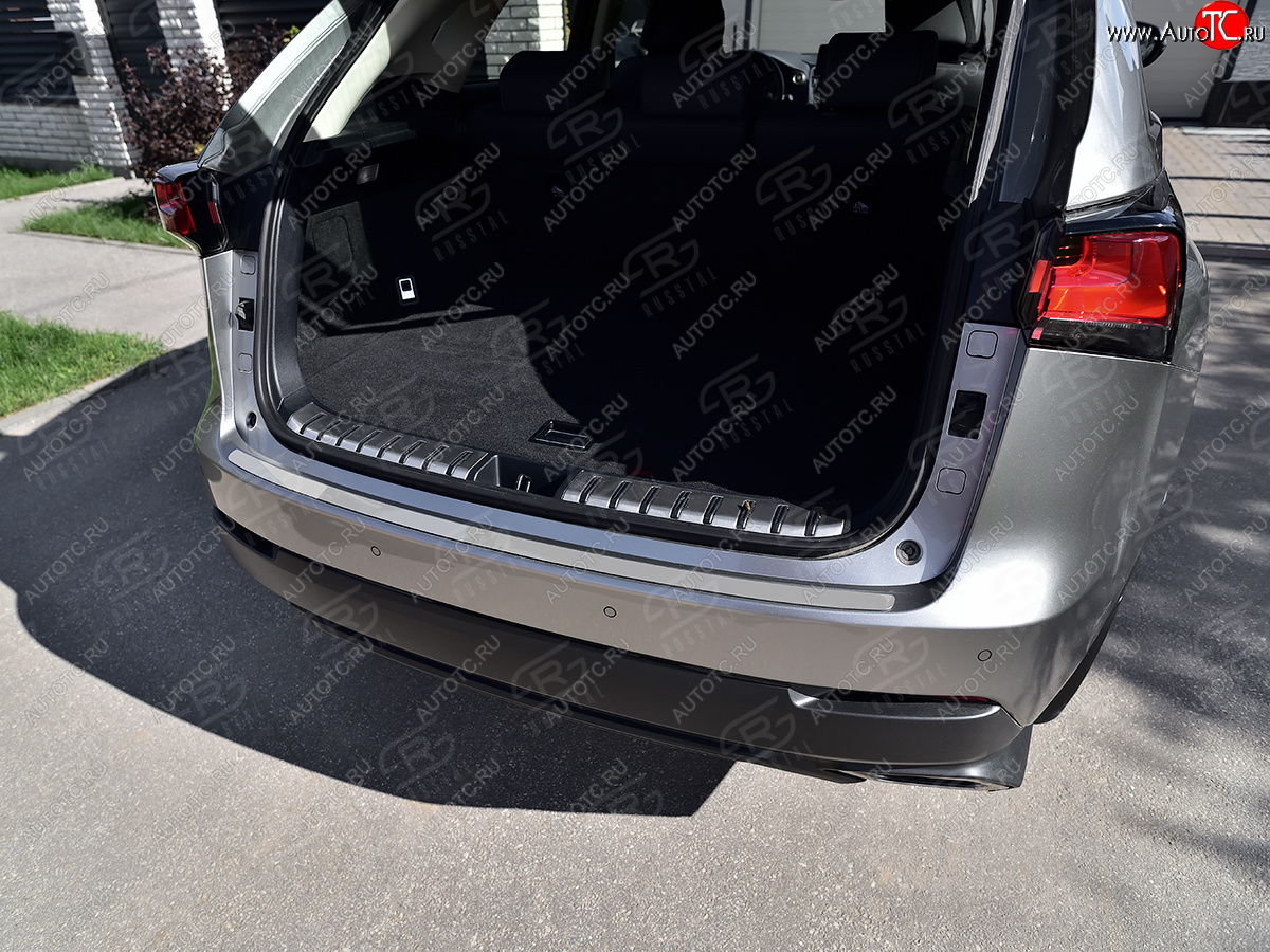 2 199 р. Защитная накладка заднего бампера Russtal  Lexus NX  200 (2014-2017) (Нержавейка полированная)