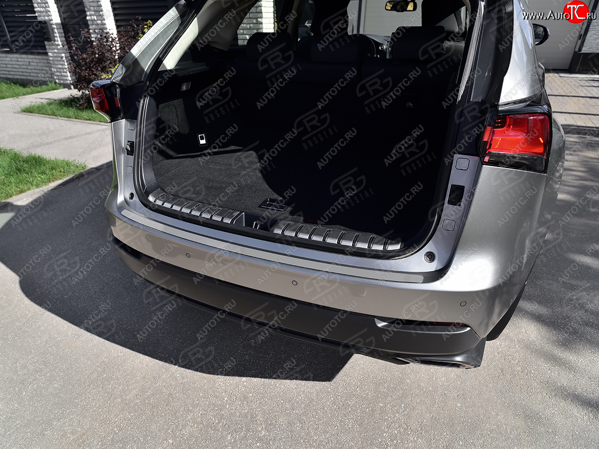 2 199 р. Защитная накладка заднего бампера Russtal  Lexus NX  200 (2014-2017) (Нержавейка шлифованная)