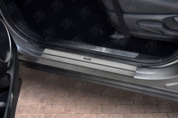 2 499 р. Накладки порожков салона Russtal  Lexus NX  200 (2014-2021) (Нержавейка шлифованная с надписью). Увеличить фотографию 2