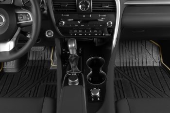 4 999 р. Коврик в салони премиум-класса Kvest Lexus RX 350 AL20 дорестайлинг (2015-2019) (Черный с бежевой окантовкой). Увеличить фотографию 2