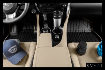 4 649 р. Коврик в салони премиум-класса Kvest  Lexus RX ( 450,  350,  200T) (2015-2019) (Черный с бежевой окантовкой). Увеличить фотографию 12