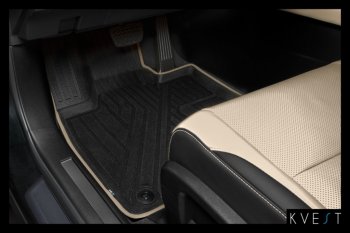 4 649 р. Коврик в салони премиум-класса Kvest  Lexus RX ( 450,  350,  200T) (2015-2019) (Черный с бежевой окантовкой). Увеличить фотографию 11