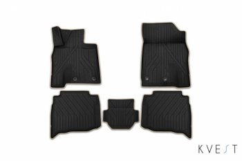 4 999 р. Коврик в салони премиум-класса Kvest Lexus RX 200T AL20 дорестайлинг (2015-2017) (Черный с бежевой окантовкой). Увеличить фотографию 1