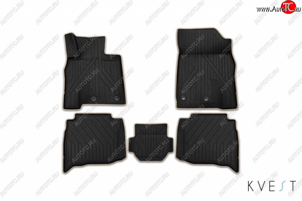 4 649 р. Коврик в салони премиум-класса Kvest Lexus RX 450 AL20 дорестайлинг (2015-2019) (Черный с бежевой окантовкой)