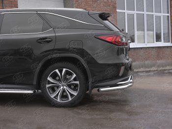 17 699 р. Защита заднего бампера (Ø63 и 42 мм, нержавейка, NOT F-SPORT) SLITKOFF  Lexus RX350L  AL20 (2017-2022) дорестайлинг, рестайлинг. Увеличить фотографию 3