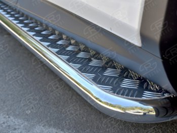 22 749 р. Порожки для ног (кроме комплектации F-Sport) Russtal (Ø42 мм)  Lexus RX350L  AL20 (2017-2022) (Лист алюминиевый, труба - нержавейка). Увеличить фотографию 1