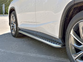 22 749 р. Порожки для ног (кроме комплектации F-Sport) Russtal (Ø42 мм)  Lexus RX350L  AL20 (2017-2022) (Лист алюминиевый, труба - нержавейка). Увеличить фотографию 3
