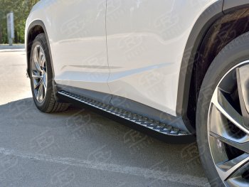 20 999 р. Порожки для ног (кроме комплектации F-Sport) Russtal (Ø42 мм) Lexus RX350L AL20 дорестайлинг (2017-2019) (Лист алюминиевый, труба - сталь окрашенная в черный цвет). Увеличить фотографию 2