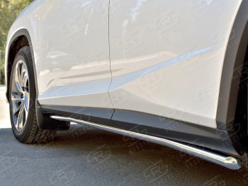 13 849 р. Защита порогов (Ø42 мм, нержавейка, кроме F-Sport) Russtal  Lexus RX350L  AL20 (2017-2022) (Металлические торцы под 45°). Увеличить фотографию 1