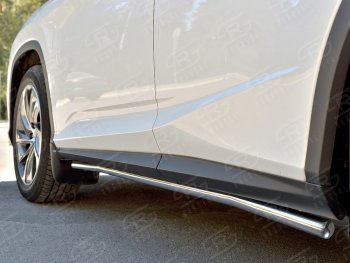 13 849 р. Защита порогов (Ø42 мм, нержавейка, кроме F-Sport) Russtal Lexus RX350L AL20 дорестайлинг (2017-2019) (Металлические торцы под 90°). Увеличить фотографию 3